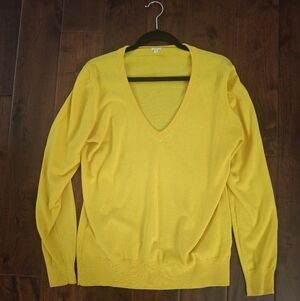 J CREW Cotton Yellow Long Sleeve V neck Sweater - Size L